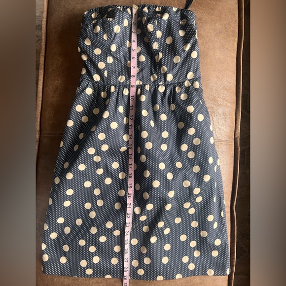 The Limited sz 2 navy blue/cream polka dot strapless dress! Vintage petite - Picture 15 of 16